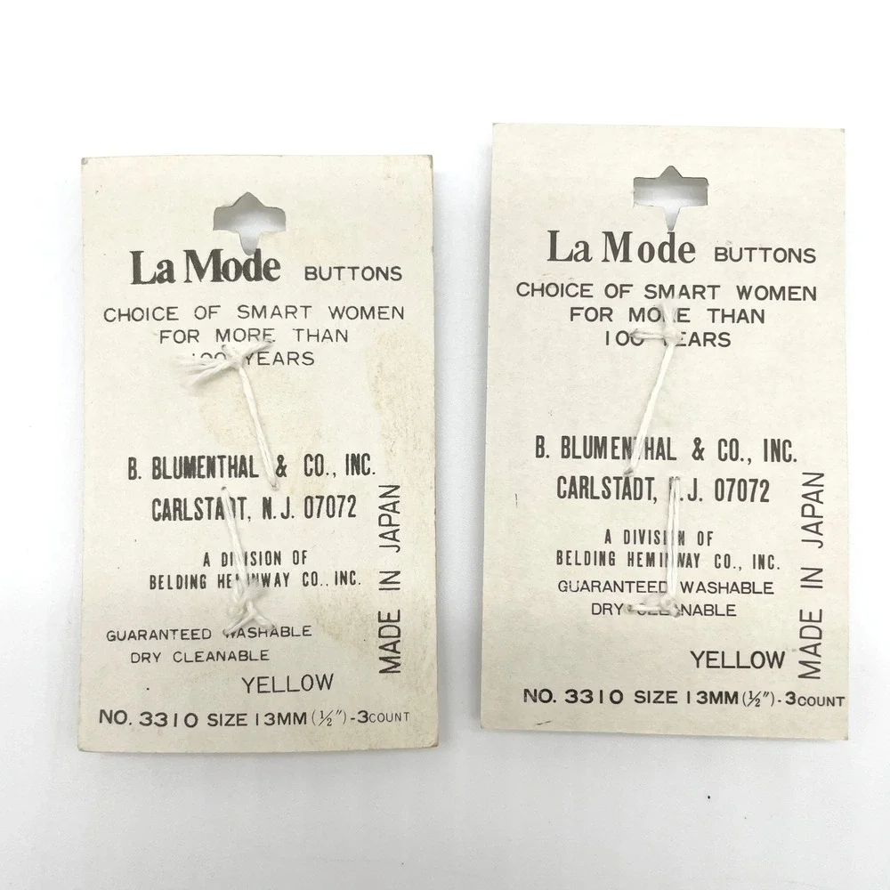 Vintage La Mode Yellow Carded Buttons 7mm 13mm Sewing Supply‎ Japan Craft